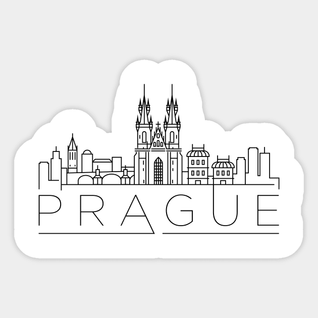 Prague Minimal Skyline Sticker by kursatunsal
